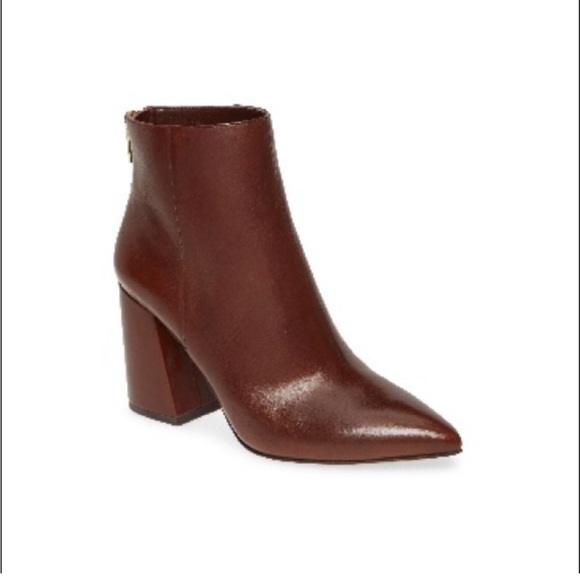 VINCE CAMUTO Mens Brown Pull Tab Cushioned Lannie Round Toe Block Heel Lace-Up Leather Boots Shoes M